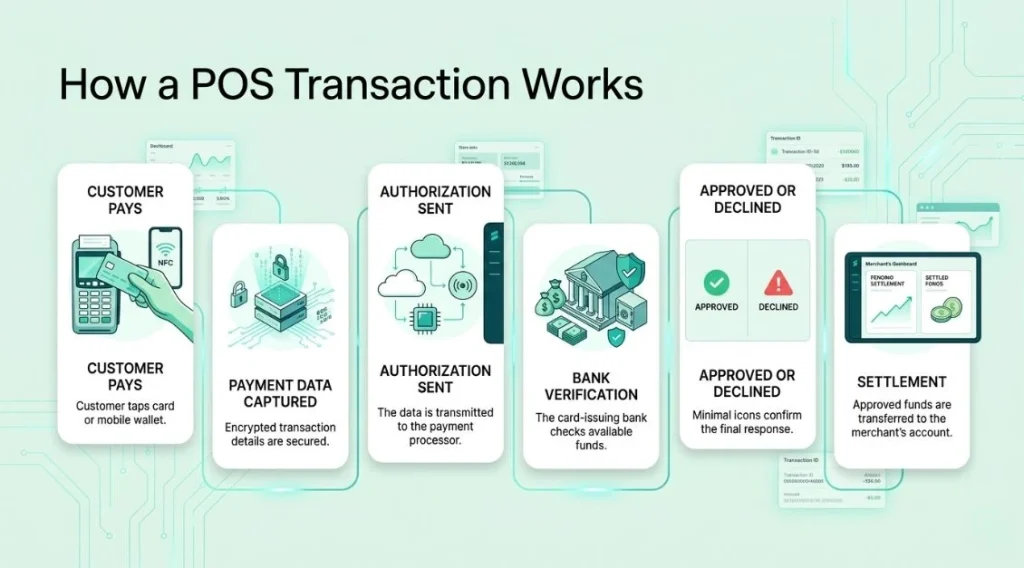 POS transaction process infographic