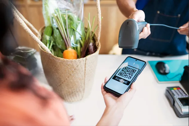 Restaurant customer accessing digital menu through QR