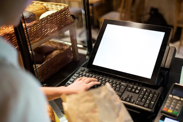 Bakery POS system at checkout counter