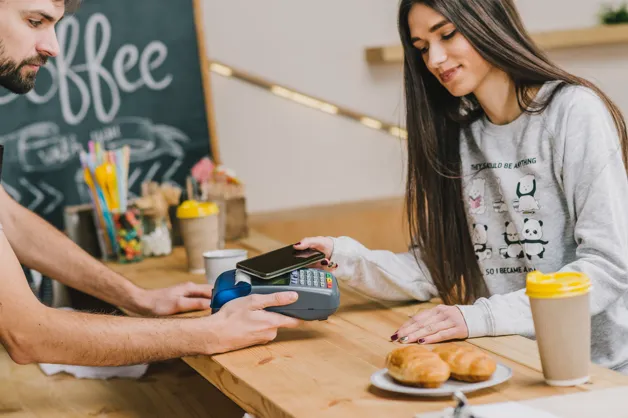 Contactless POS payment at coffee shop