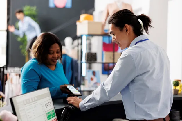 Contactless mobile payment at grocery store checkout