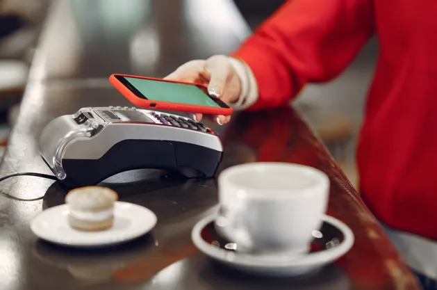 Contactless payment at coffee shop