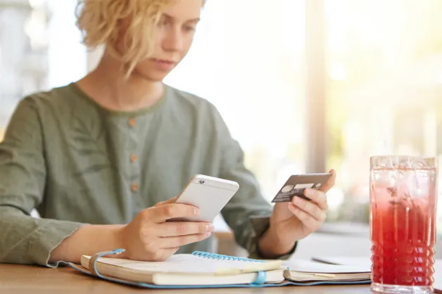 Customer using mobile payment app