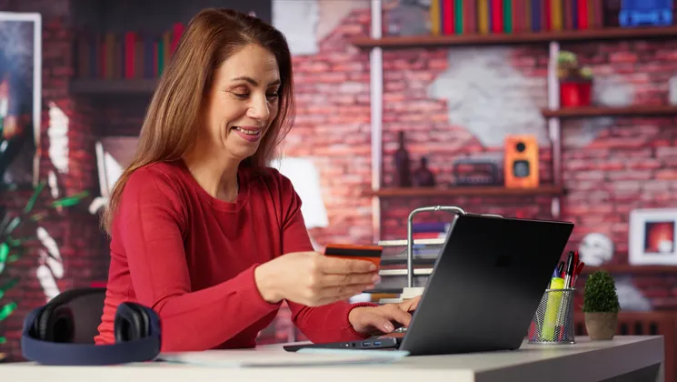 Online card payment on laptop