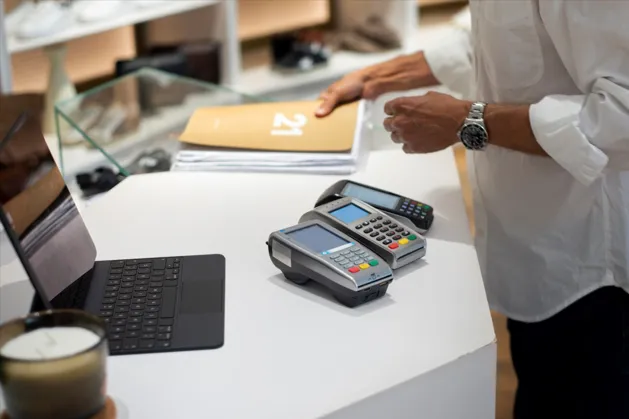 POS card payment terminals at checkout
