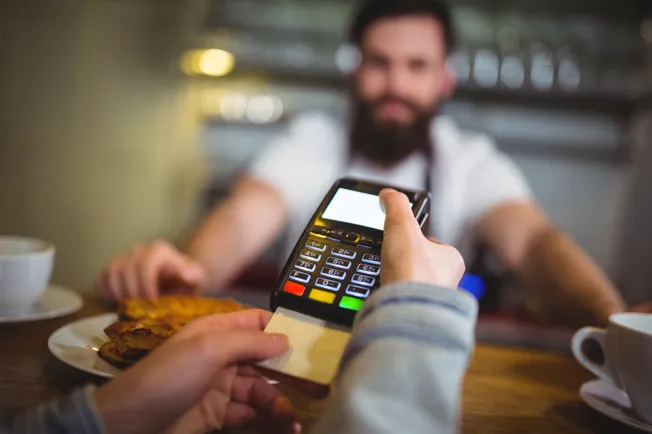 Card payment at restaurant POS terminal